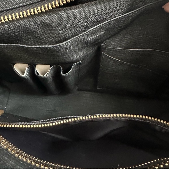 Dagne Dover Black Structured Work Tote Gold Hardware Laptop Bag - Picture 11 of 16